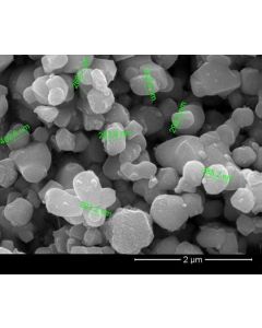 SEM - Scanning Electron Microscopy of BaTiO3-105 barium titanate microparticles nanopowder 300-400 nm 99.9 % - tetragonal