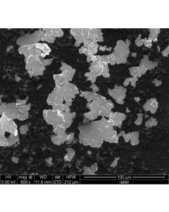 SEM - Scanning Electron Microscopy of Cu-113 copper microparticles powder 45 um 99.9 %