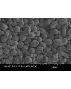 SEM - Scanning Electron Microscopy of Cu-114 copper microparticles powder 75-105 um 99.9 %
