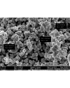 SEM - Scanning Electron Microscopy of CuO-112 copper oxide nanoparticles nanopowder 50-80 nm 99.9 %