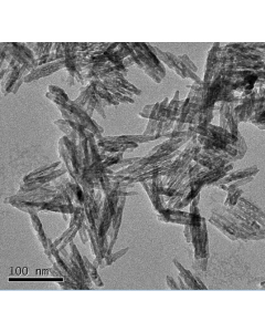 SEM - Scanning Electron Microscopy of Fe2O3-111 iron oxide nanorods nanopowder 10 nm 99.9 %