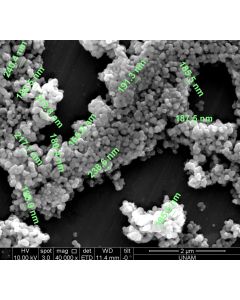 SEM 1/2 - Scanning Electron Microscopy of TiO2-A-149 anatase titanium dioxide microparticles nanopowder 200-300 nm 99.99 %